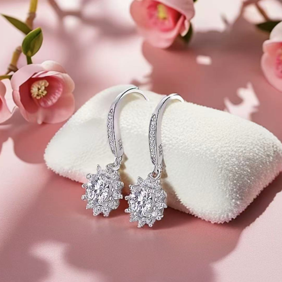 Khuyên tai nữ kim cương Moissanite